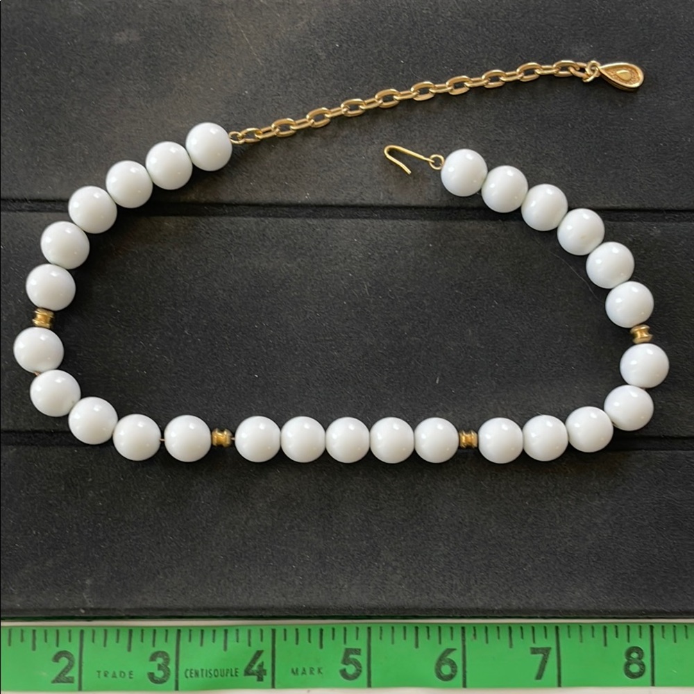 Vintage White Bead and Gold Monet